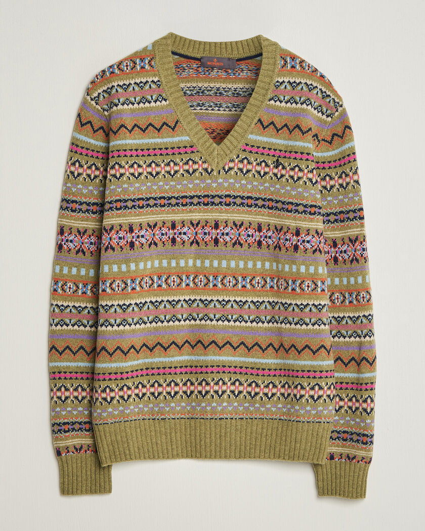 Morris Tavish V-Neck Olive – Grønn