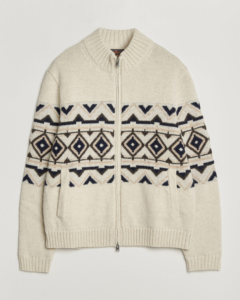 Morris Hadley Zip Cardigan Off White – Hvit