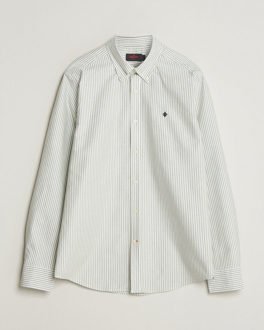 Morris Douglas Oxford Stripe Shirt Olive – Grønn