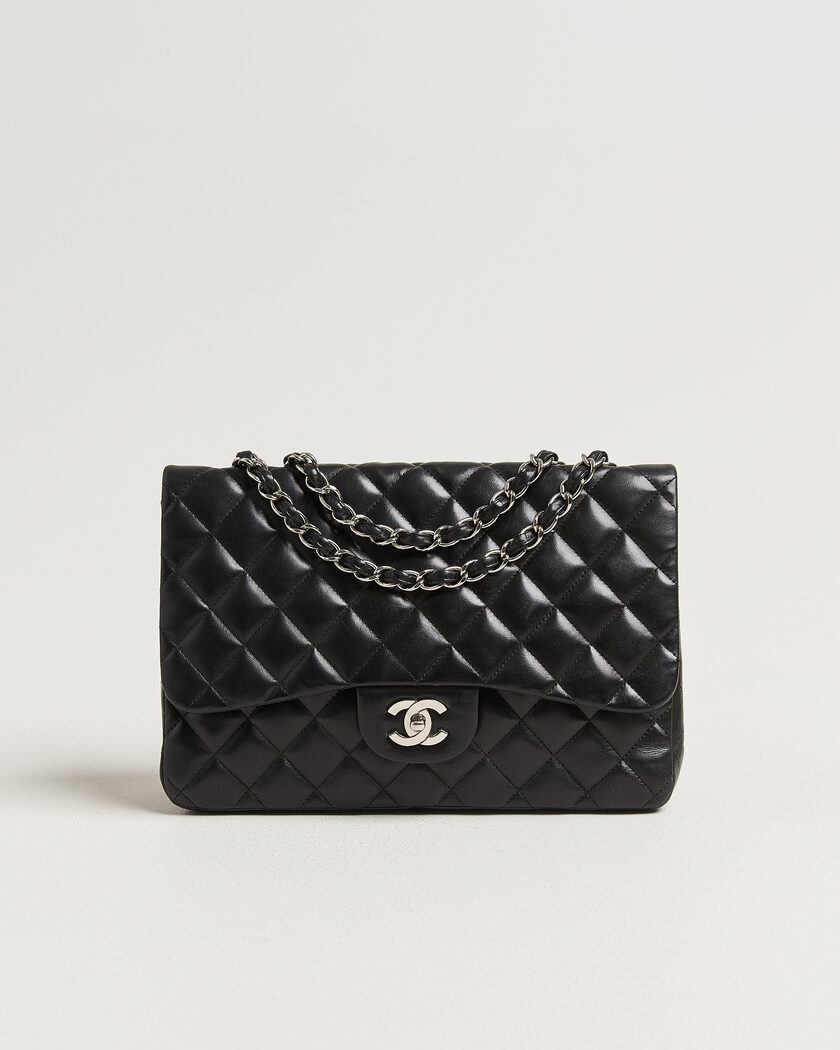 Chanel Pre-Owned Classic Jumbo Single Flap Bag Lambskin Black – Svart