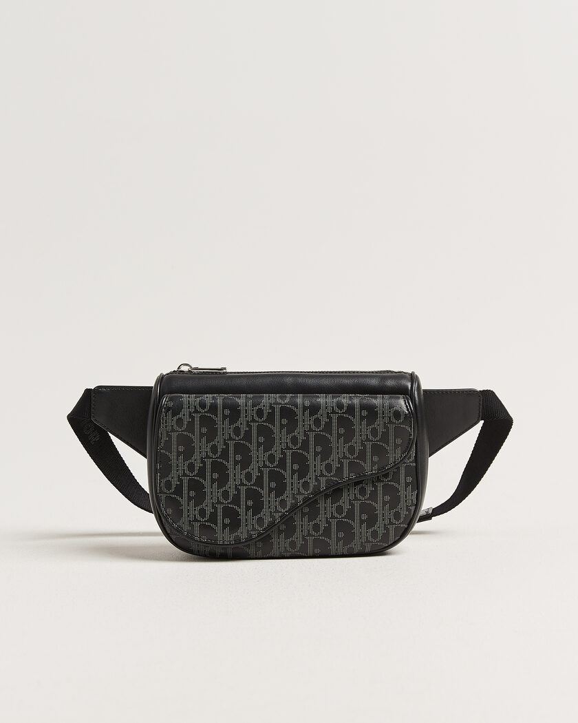 Dior Pre-Owned Saddle Bag Oblique Leather Black – Svart