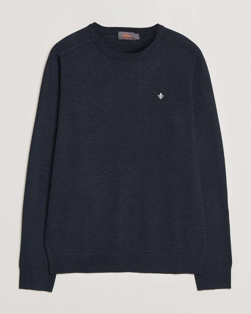 Morris Merino O-Neck Navy – Blå