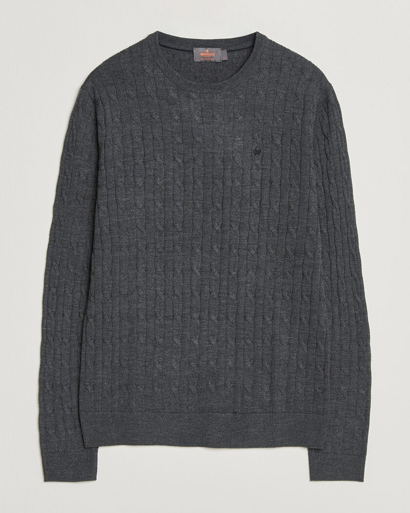 Morris Merino Cable O-Neck Grey – Grå