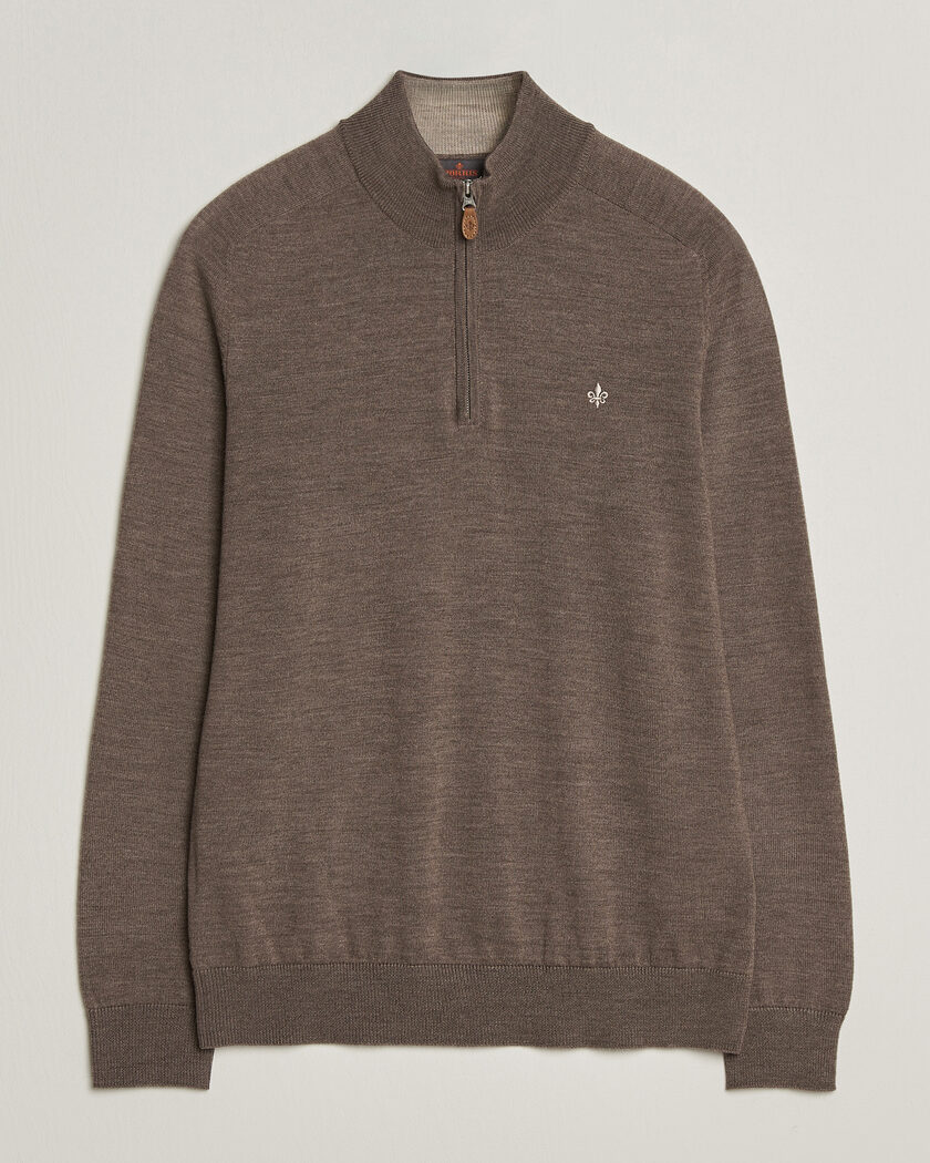 Morris John Merino Half Zip Brown – Brun