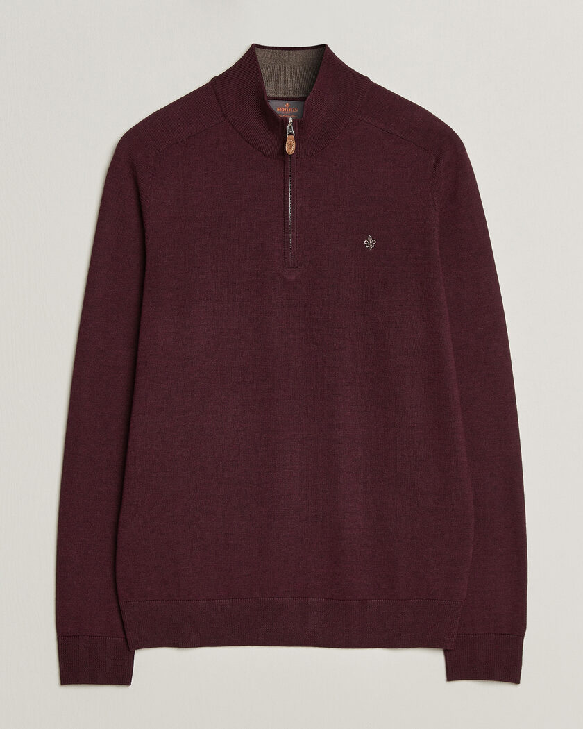 Morris John Merino Half Zip Wine Red – Rød