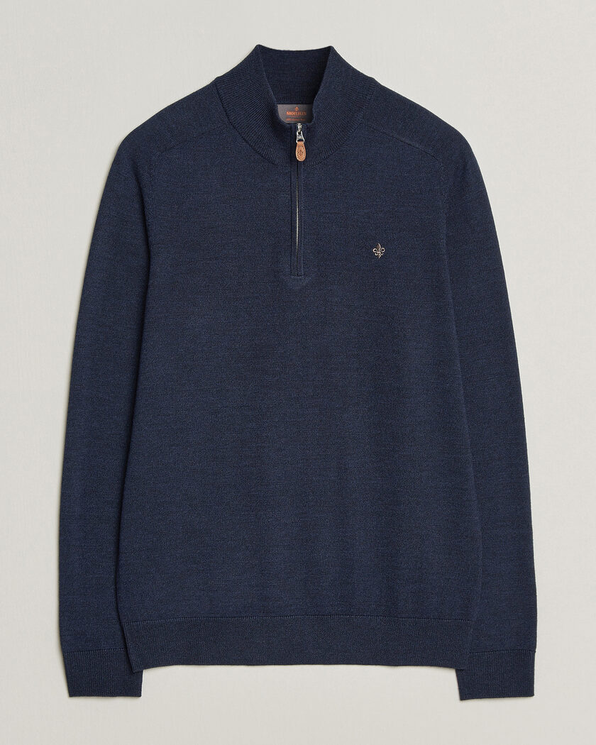 Morris John Merino Half Zip Ocean Blue – Blå