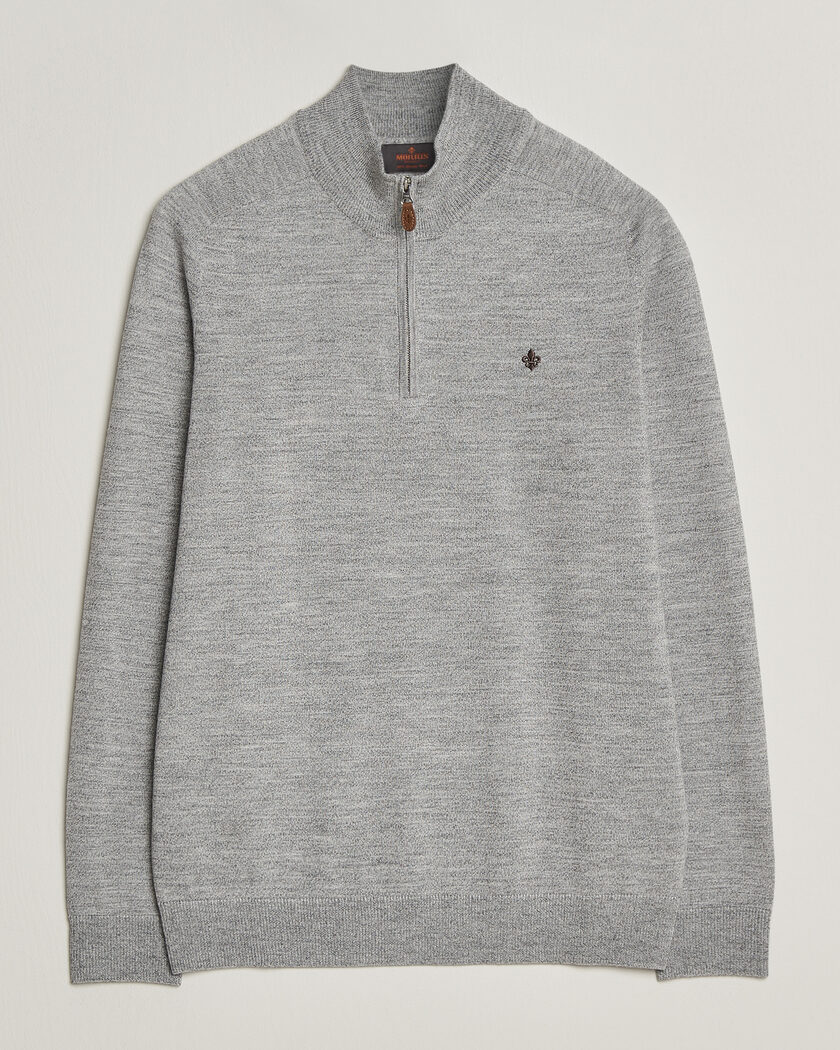 Morris John Merino Half Zip Mid Grey – Grå