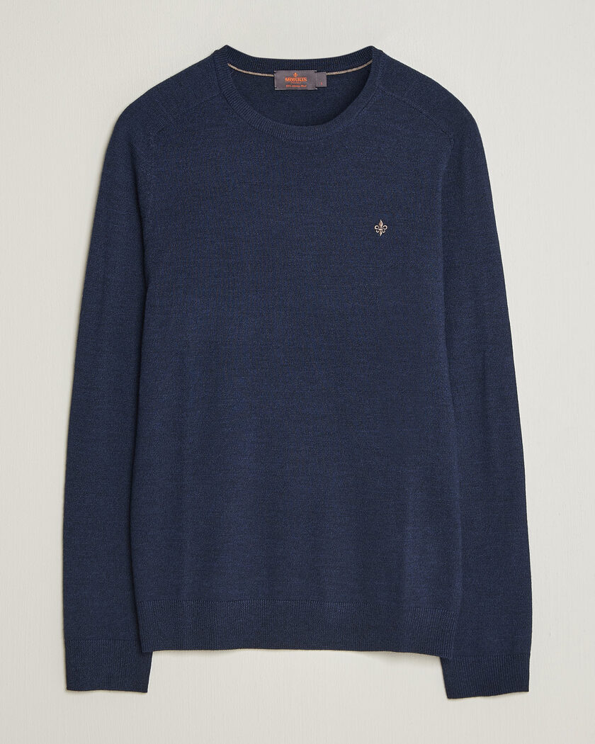 Morris Merino O-Neck Navy – Blå