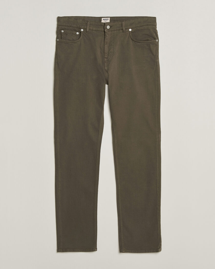 Morris James Brushed 5-Pocket Pant Olive – Grønn