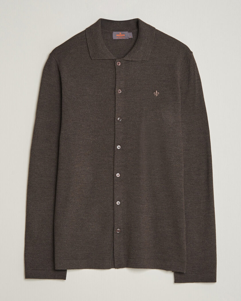 Morris Merino Shirt Cardigan Brown – Brun
