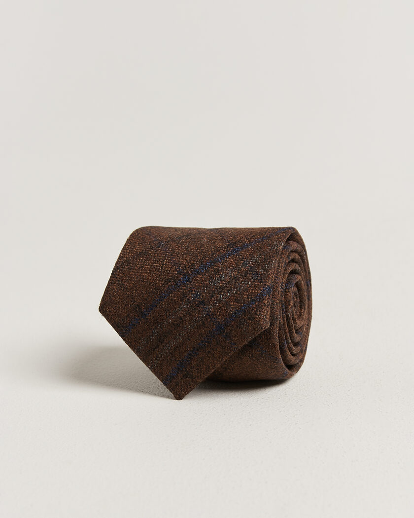 Amanda Christensen Wool Checked 8cm Tie Rust – Brun