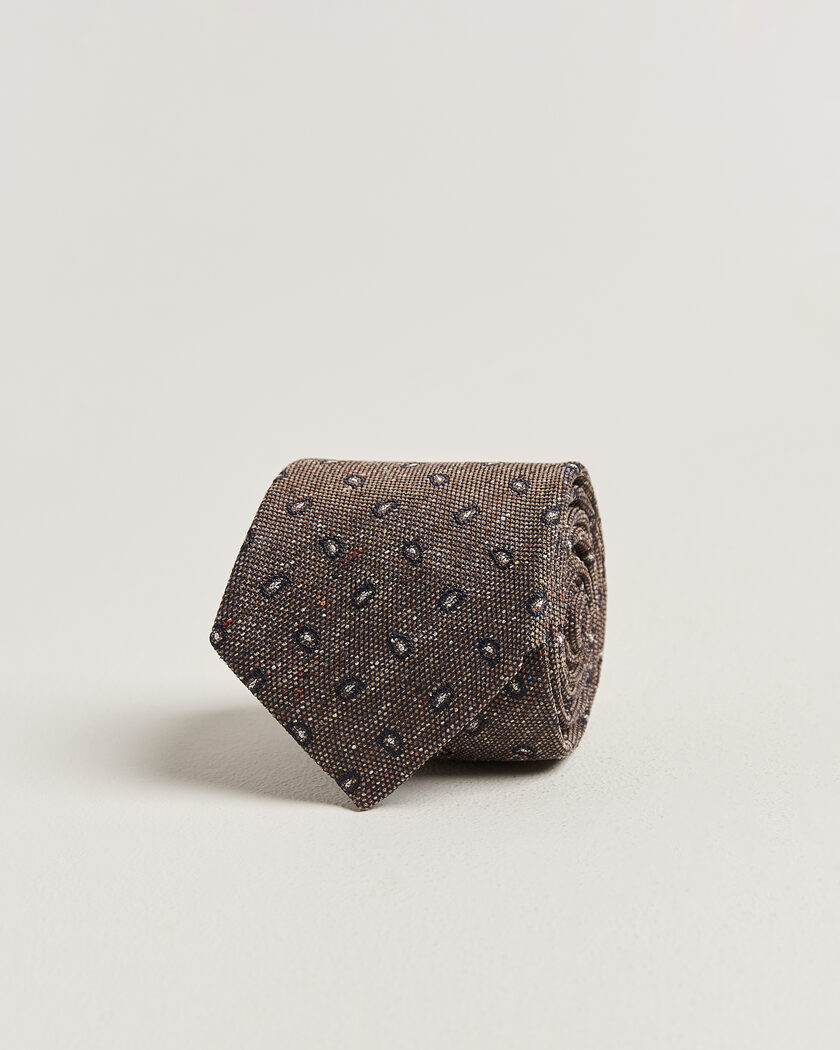 Amanda Christensen Silk Bourette Paisley 8cm Tie Brown – Brun