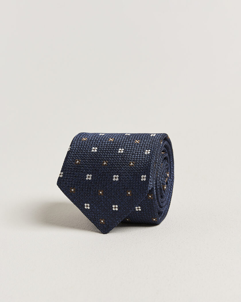 Amanda Christensen Silk Flower 8cm Tie Navy – Blå