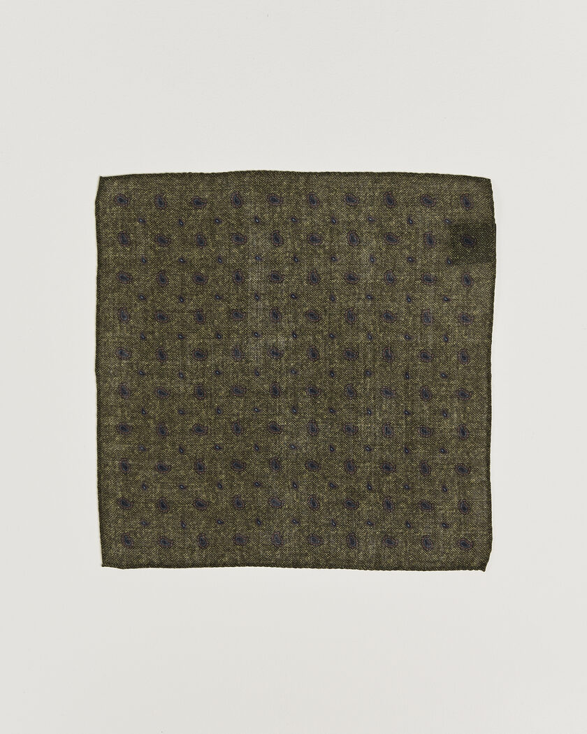 Amanda Christensen Wool Paisley Pocket Square Green – Grønn