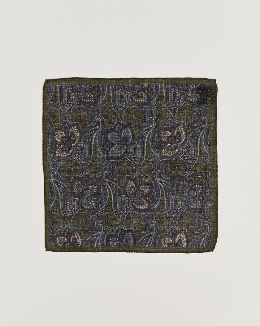 Amanda Christensen Wool Large Paisley Pocket Square Green – Grønn