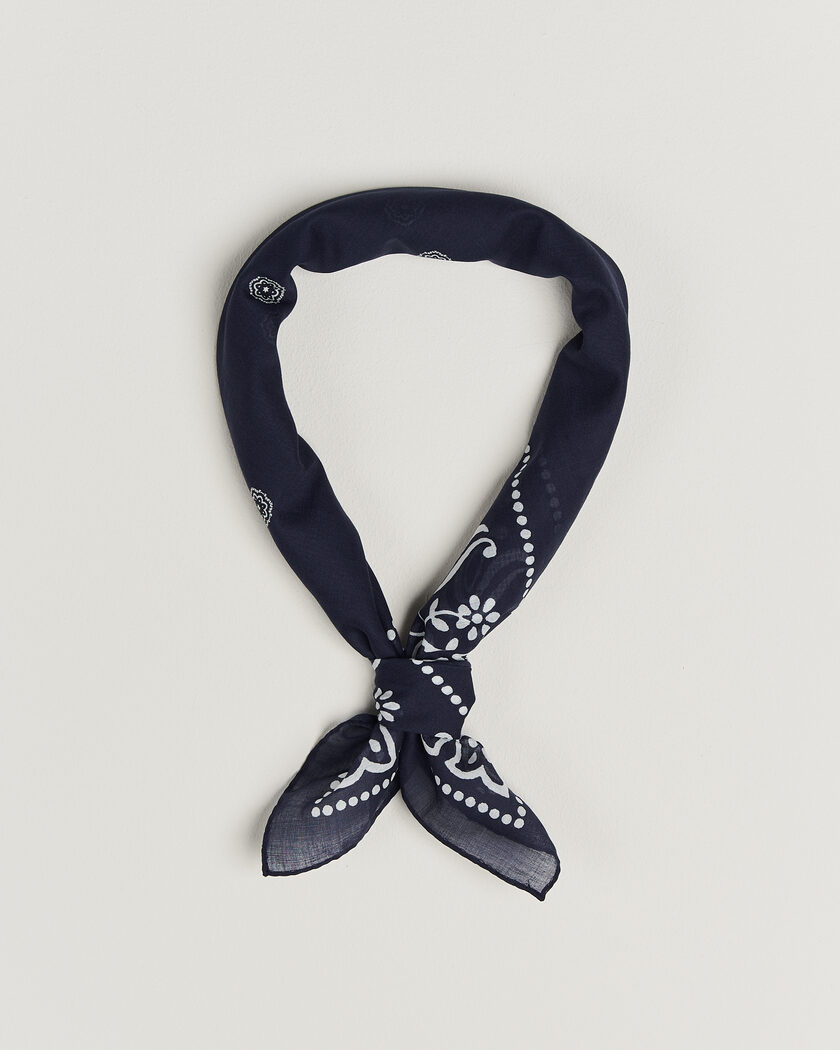 Amanda Christensen Cotton Voile Printed Flower Bandana Navy – Blå