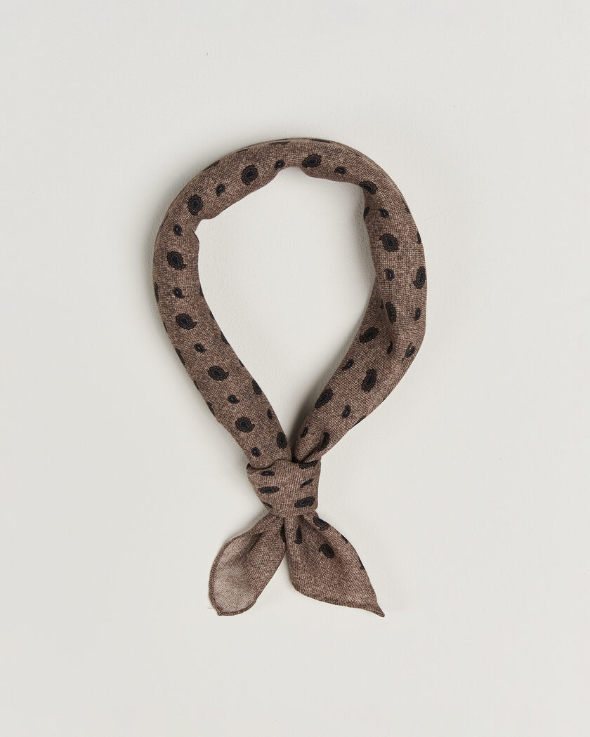 Amanda Christensen Wool Printed Paisley Bandana Beige – Beige