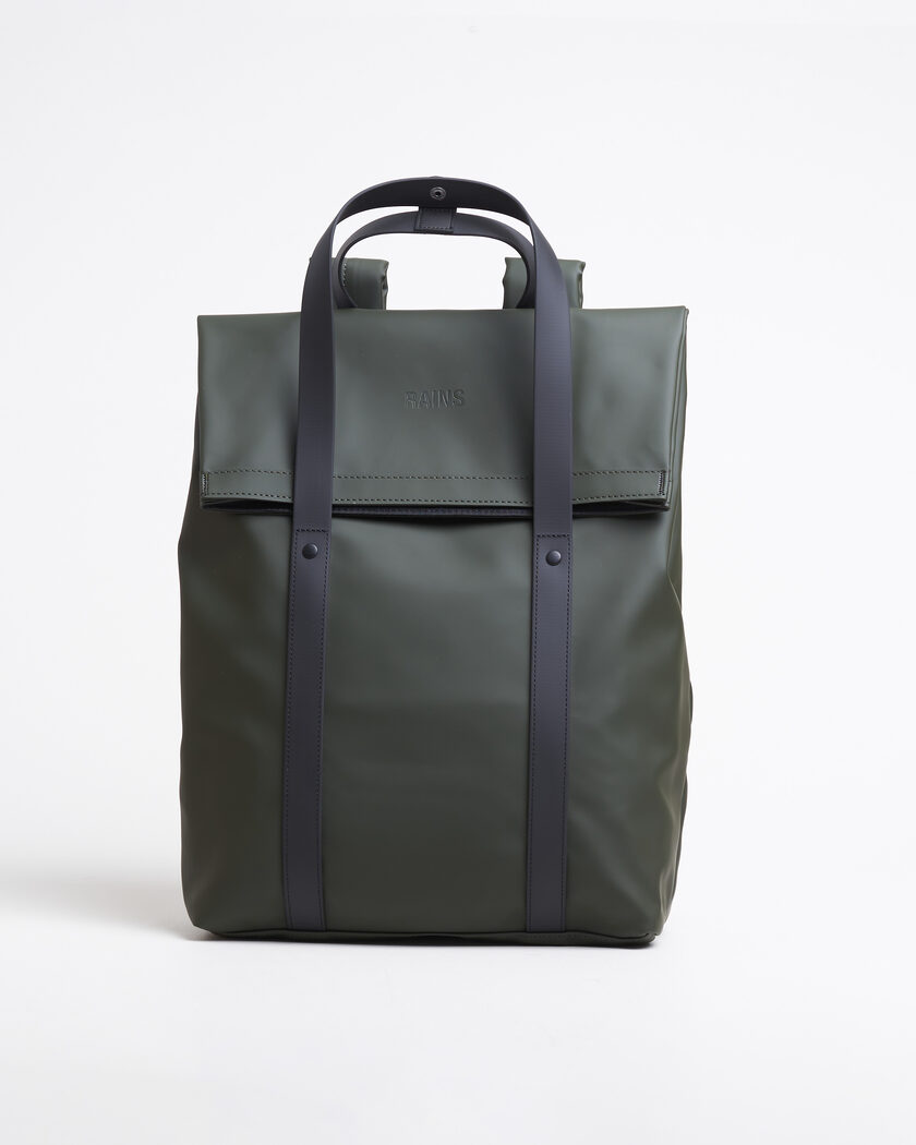 RAINS 2 Way Tote Backpack Black Green – Grønn