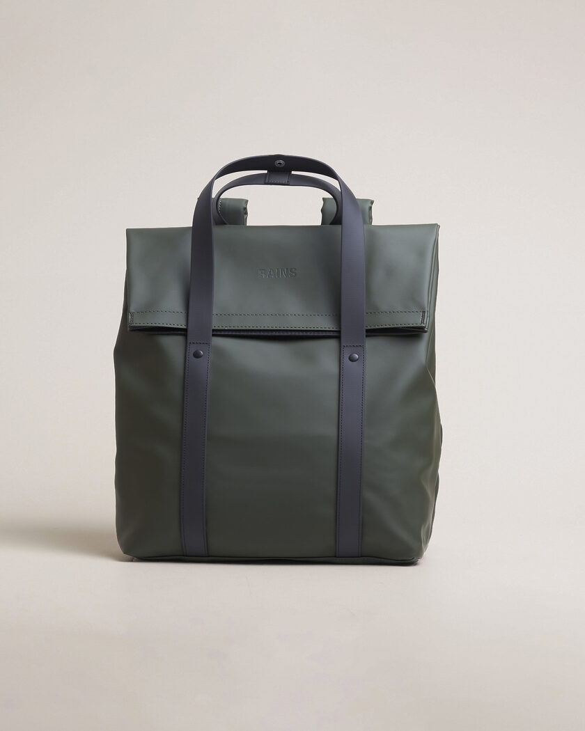 RAINS 2 Way Tote Backpack Black Green – Grønn