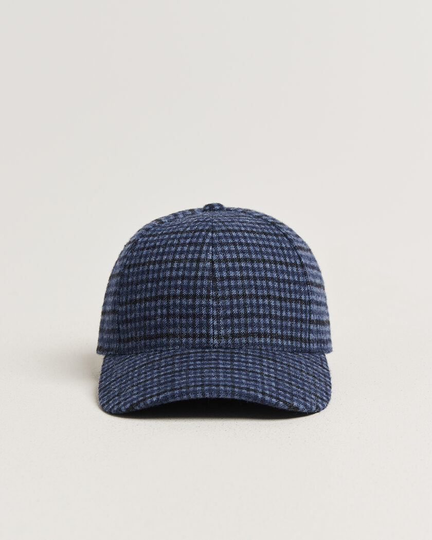 Varsity Headwear Mohair Wool Checked Baseball Cap Navy – Blå