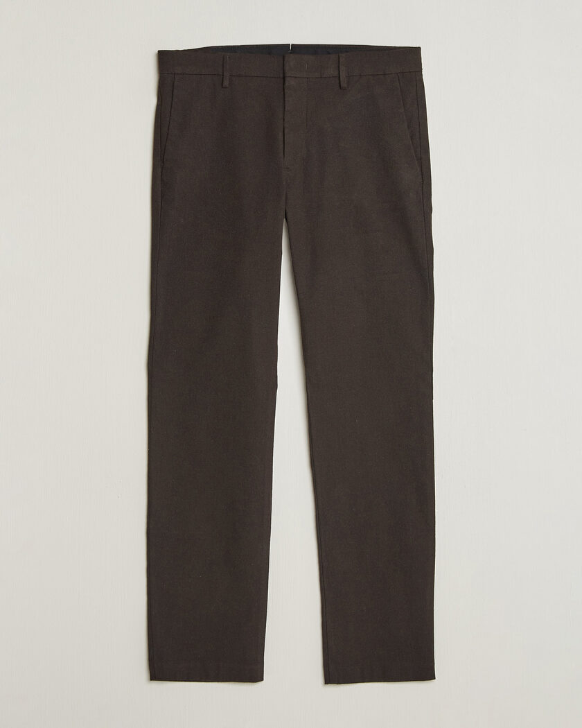 NN07 Theo Brushed Cotton Trousers Deep Truffle – Brun
