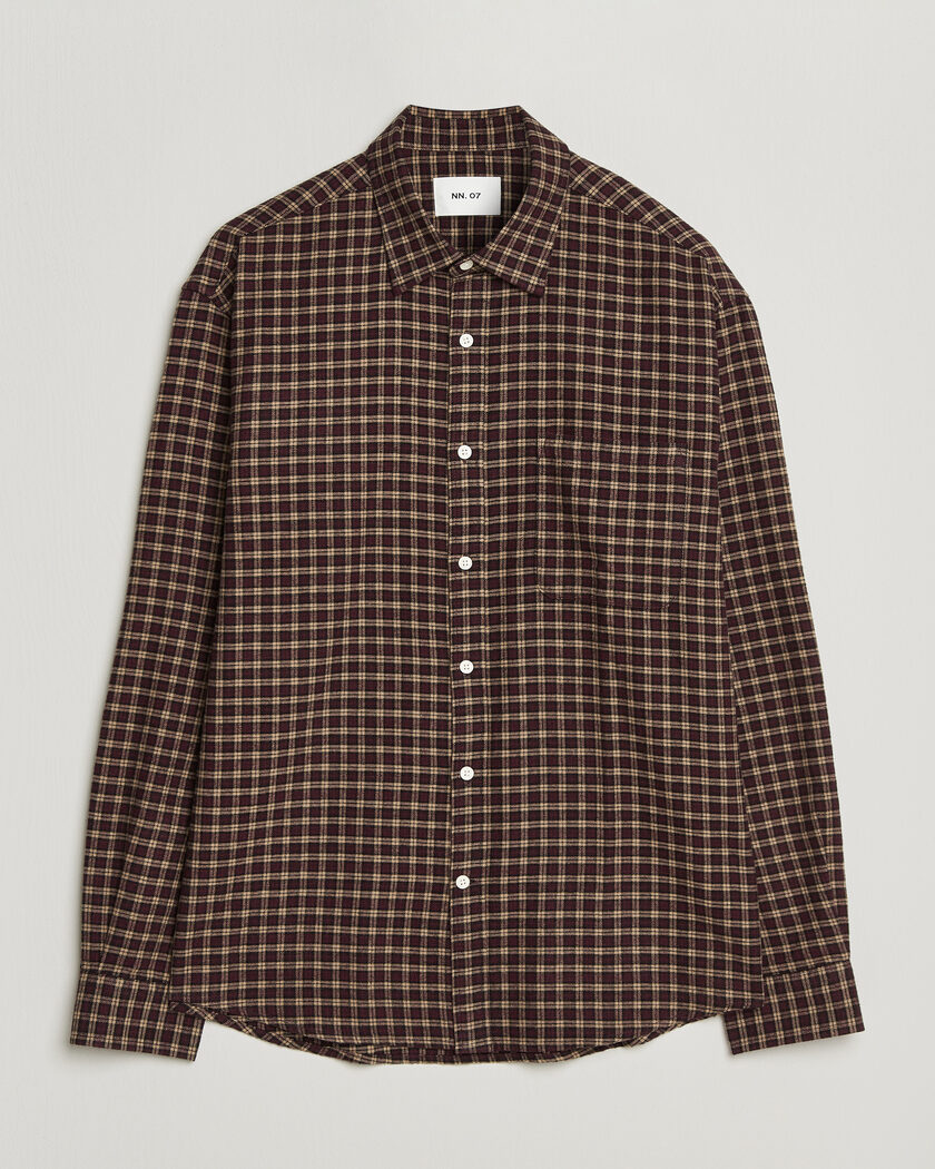 NN07 Deon Flannel Shirt Bordeaux Check – Rød
