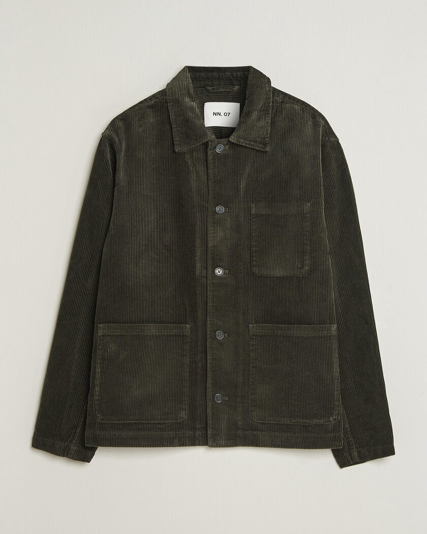 NN07 Morgan Corduroy Overshirt Dark Army – Grønn