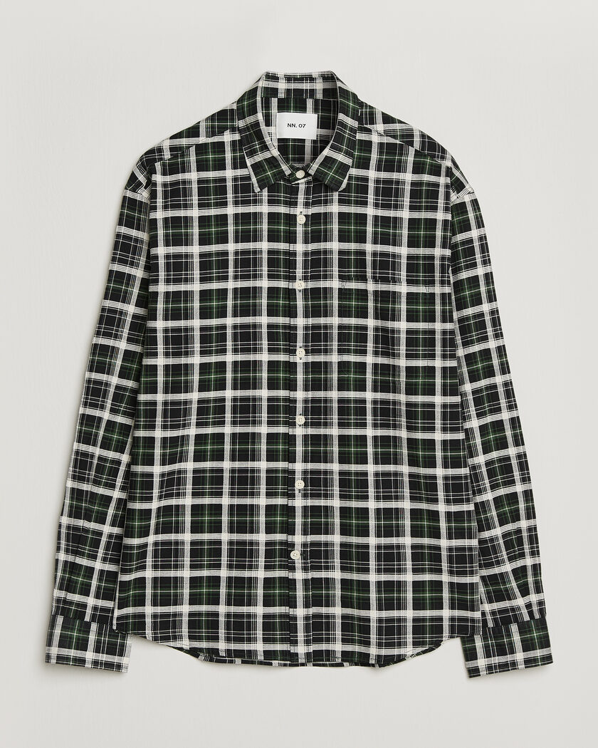 NN07 Deon Cotton Checked Shirt Fern Green – Grønn