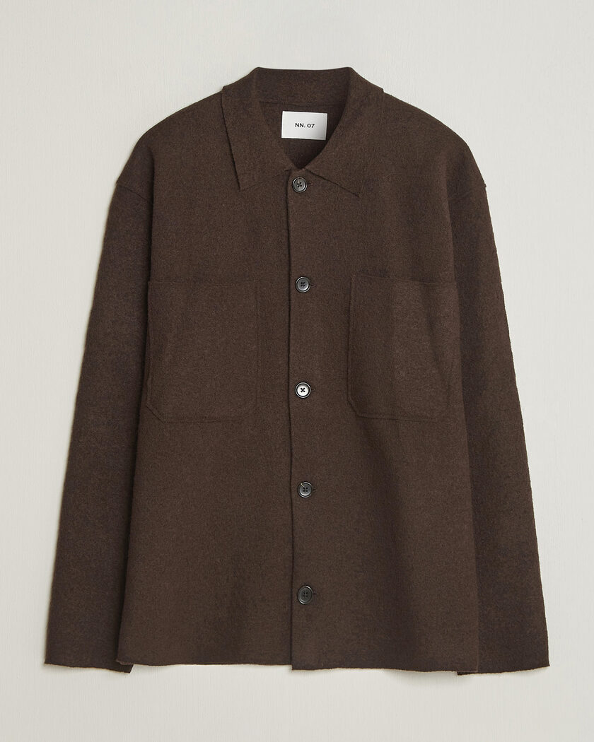 NN07 Jonas Boiled Wool Cardigan Deep Truffle – Brun