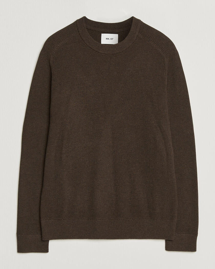 NN07 Kevin Cotton Knitted Sweater Deep Truffle – Brun