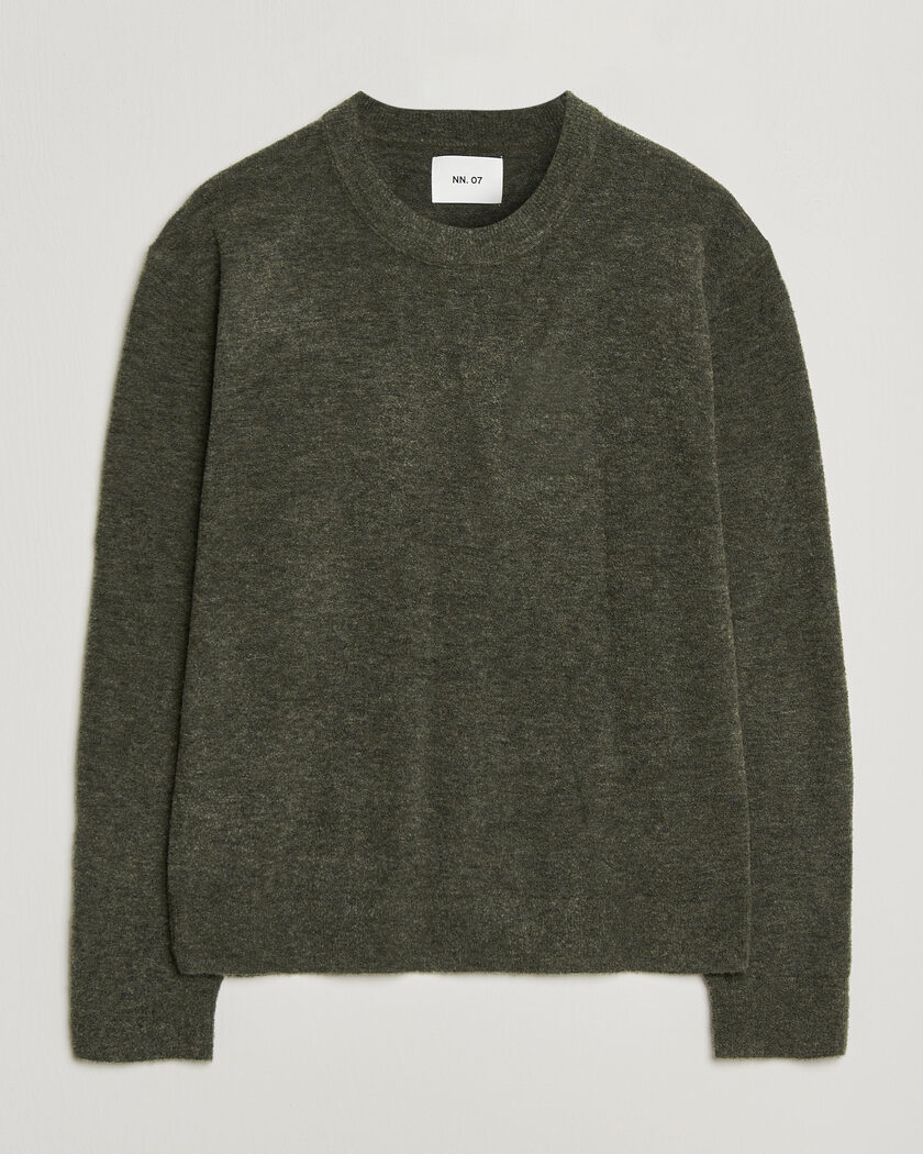 NN07 Gavin Brushed Wool Knitted Sweater Dark Army – Grønn