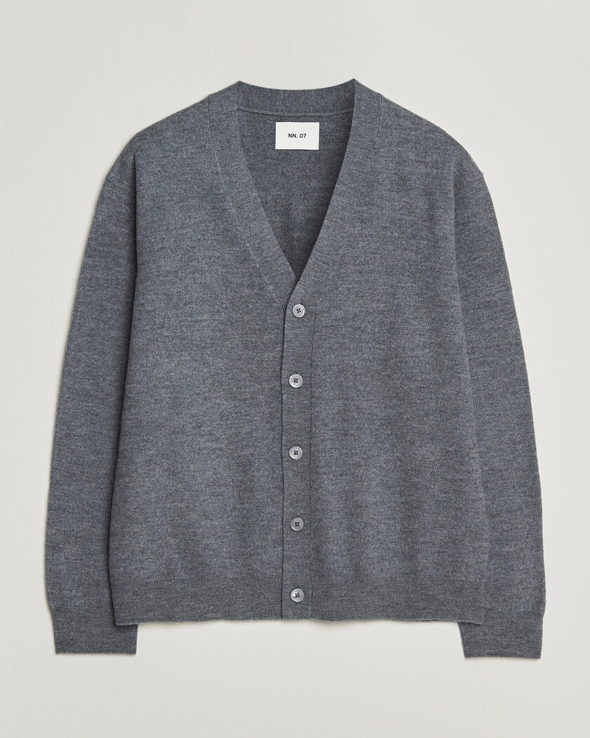 NN07 Jasper Wool Knitted Cardigan Grey Melange – Grå