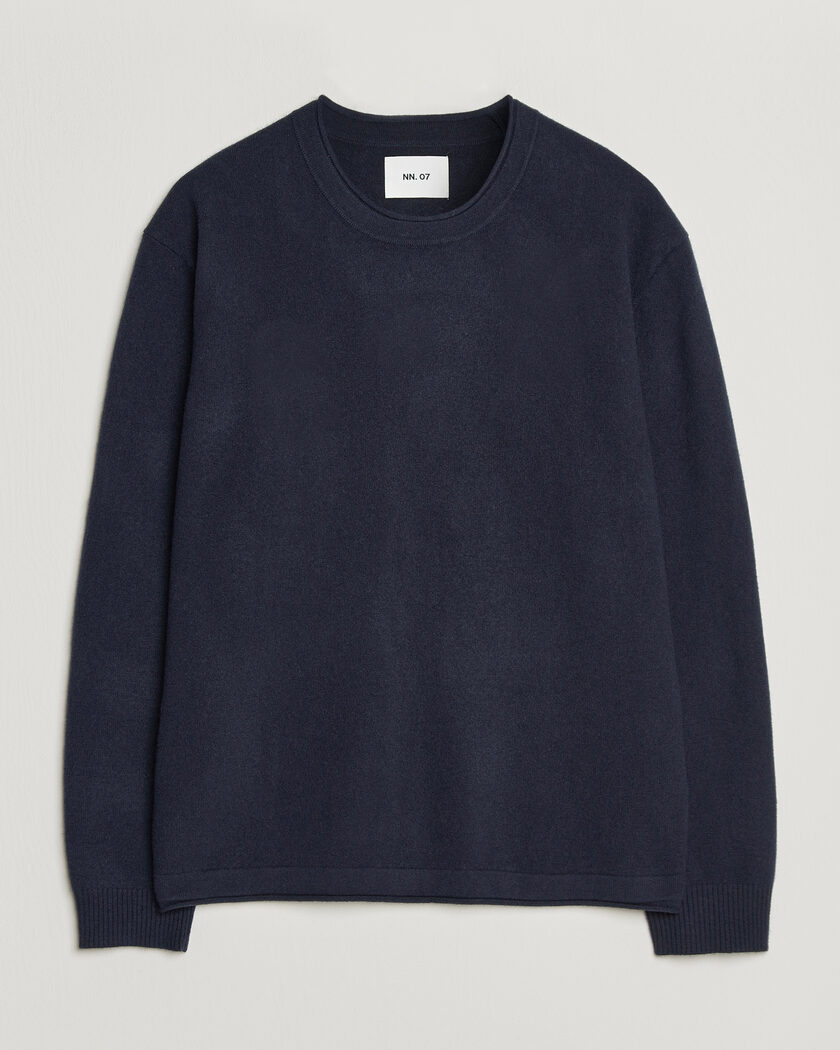 NN07 Sammy Wool Knitted Sweater Navy Melange – Blå