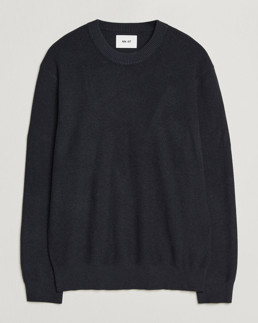 NN07 Hope Cotton/Cashmere Rib Knitted Sweater Navy – Blå
