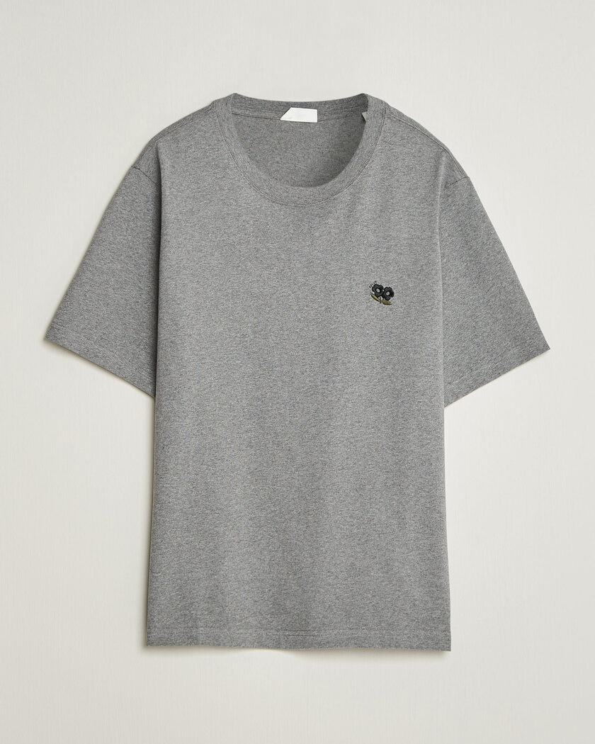 NN07 Jett Embroidered Crew Neck T-Shirt Grey Melange – Grå