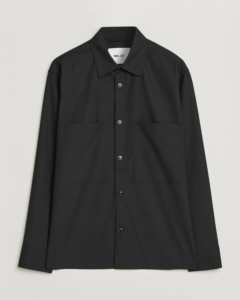NN07 Freddy Wool Overshirt Black – Svart