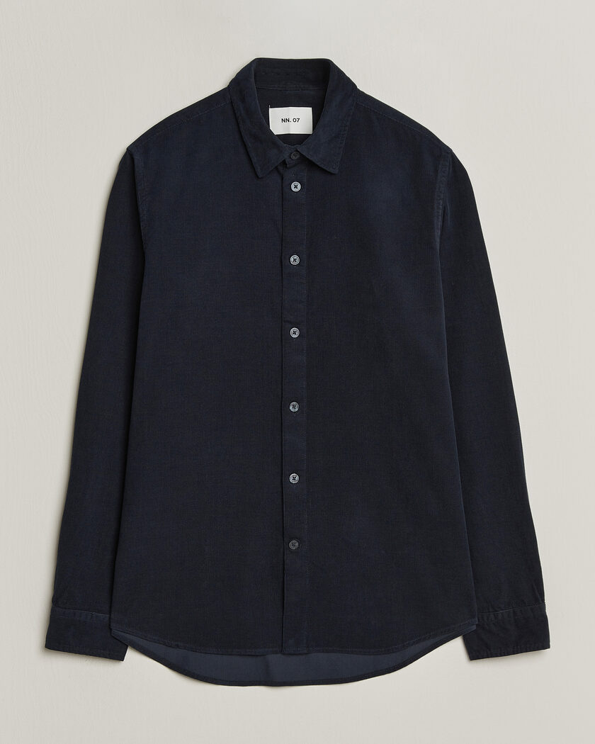 NN07 Asher Baby Cord Shirt Navy Blue – Blå