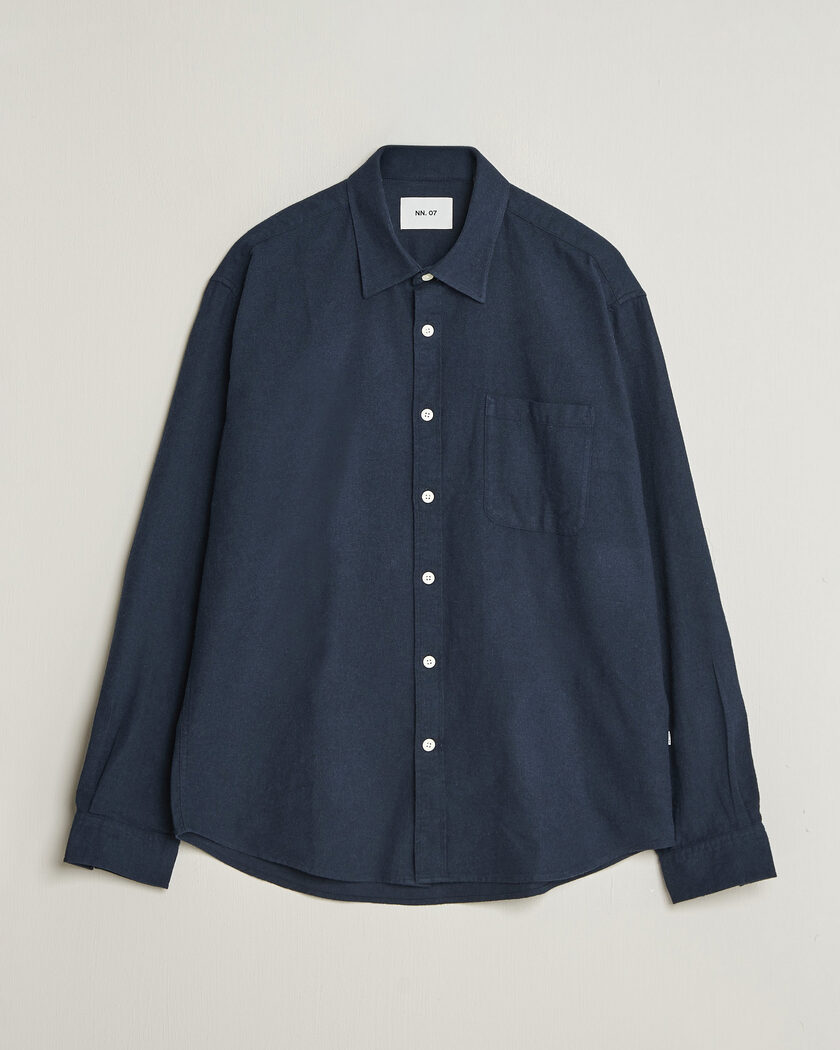 NN07 Dino Brushed Flannel Shirt Navy Blue – Blå