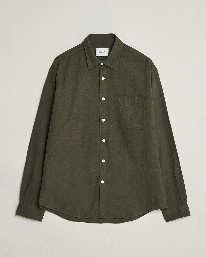 NN07 Dino Brushed Flannel Shirt Dark Army – Grønn