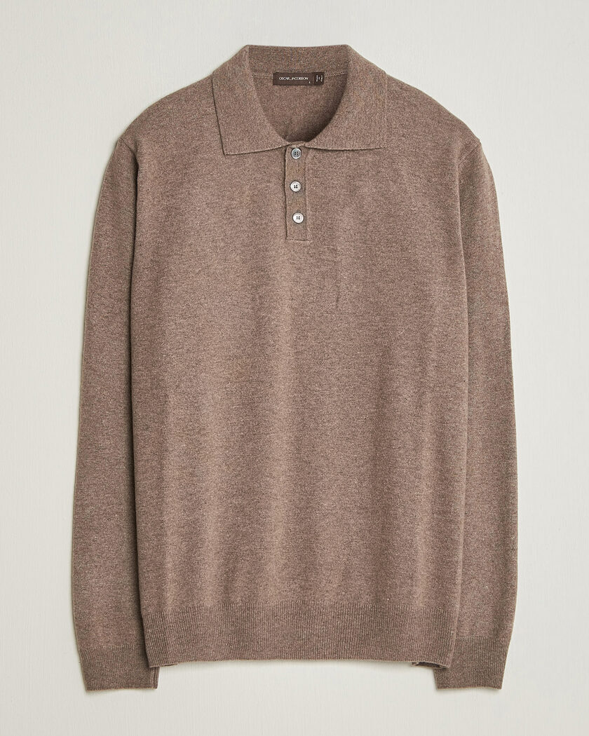 Oscar Jacobson Pepe Wool/Cashmere Polo Light Brown – Brun