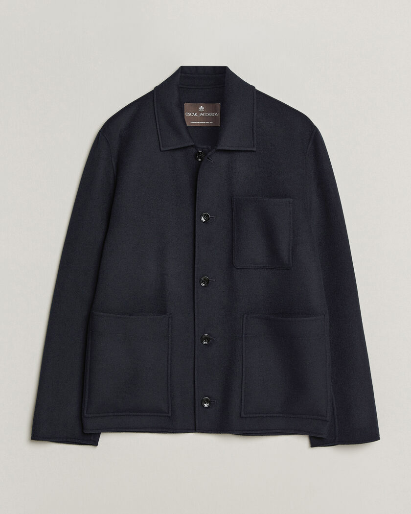 Oscar Jacobson Doublé Wool Shirt Jacket Navy – Blå