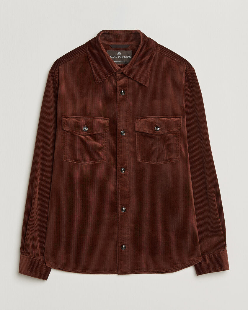 Oscar Jacobson Magnus Cord Shirt Jacket Burgundy – Rød