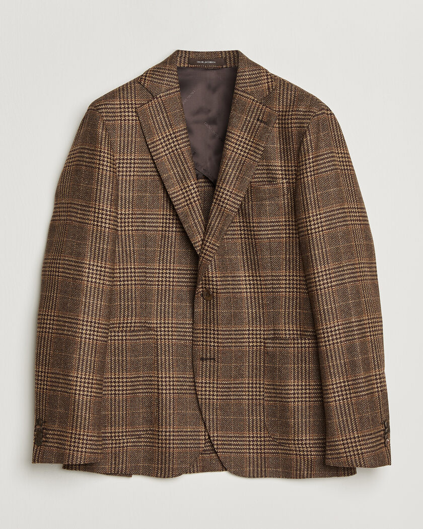 Oscar Jacobson Ferry Patch Checked Wool/Cashmere Blazer Brown – Brun