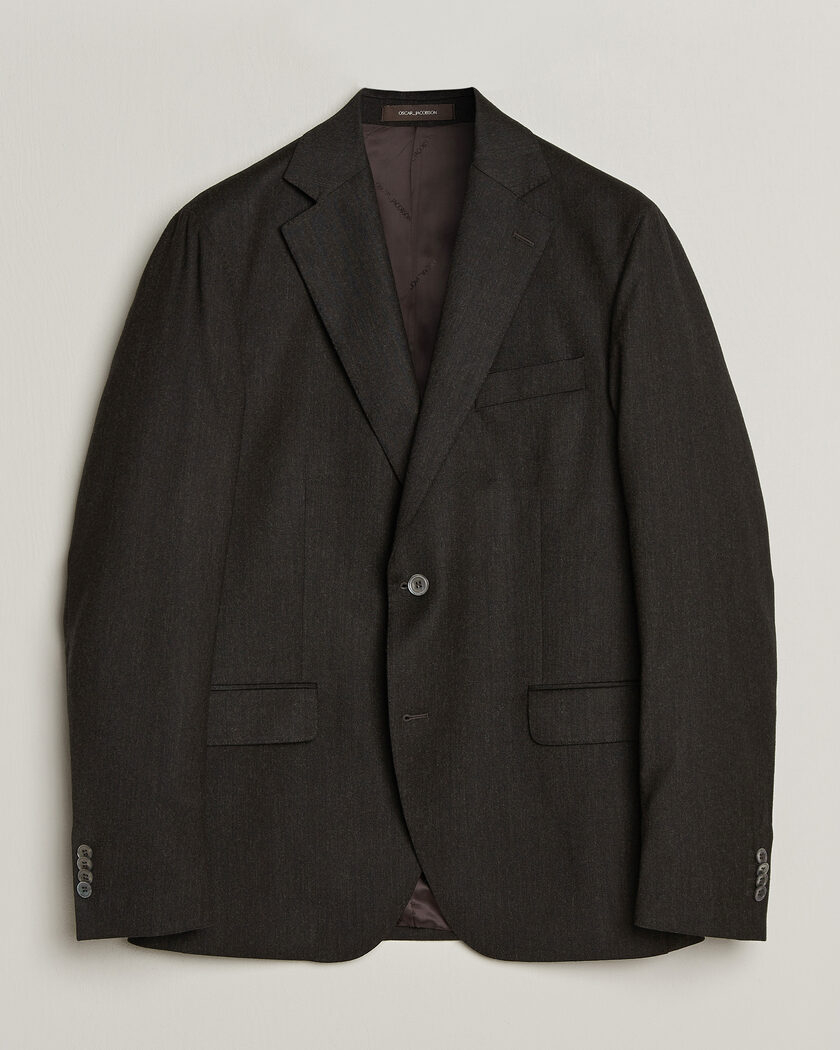 Oscar Jacobson Fogerty Wool Flannel Blazer Brown – Brun