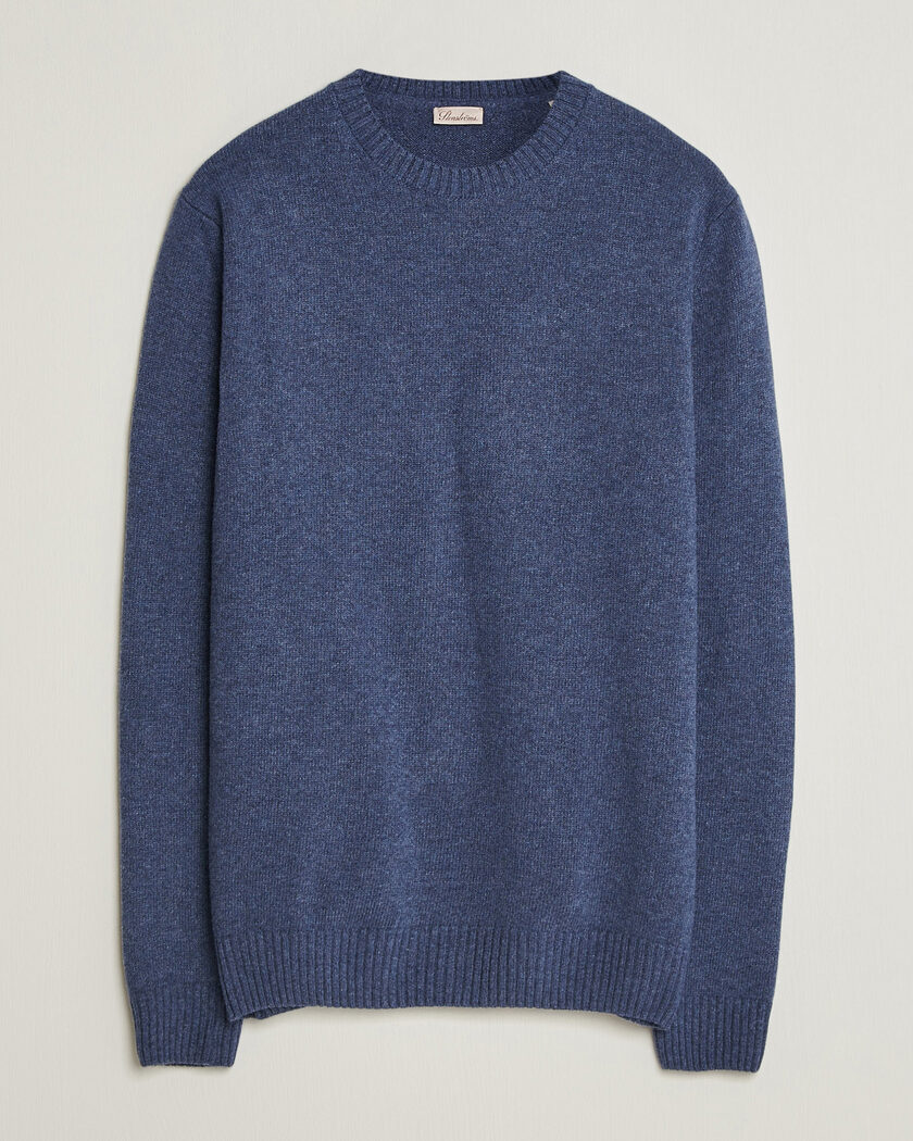 Stenströms Brushed Merino Crew Neck Blue – Blå