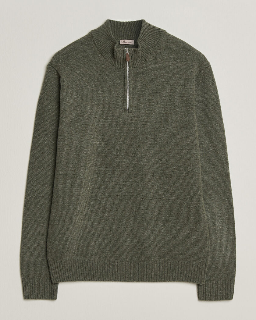 Stenströms Brushed Merino Half-Zip Green – Grønn