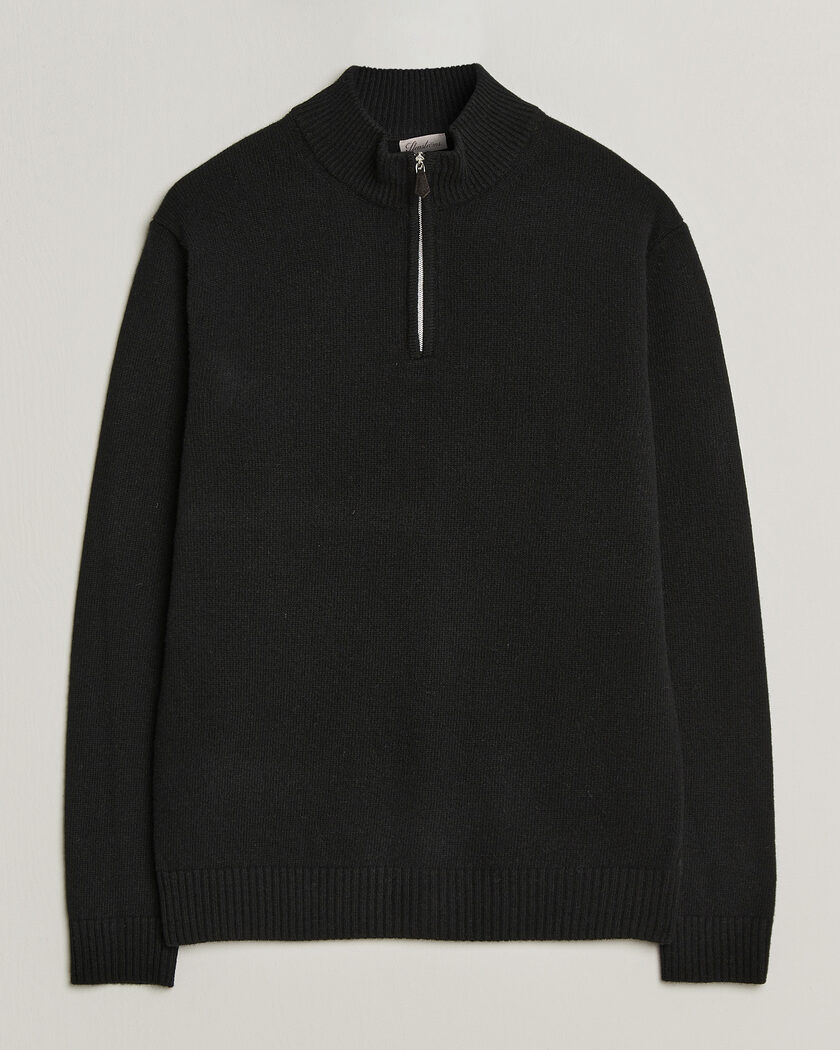 Stenströms Brushed Merino Half-Zip Black – Svart