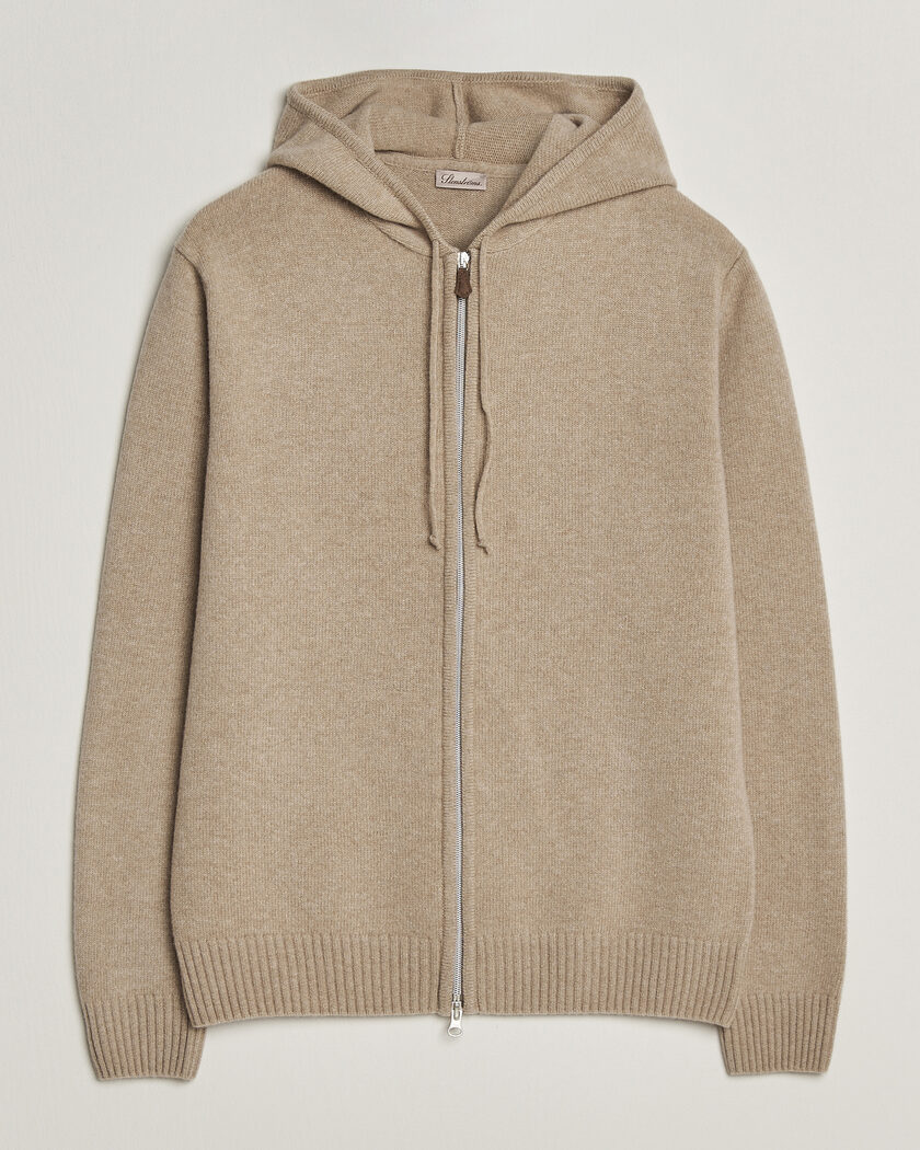 Stenströms Brushed Merino Full-Zip Hood Beige – Beige