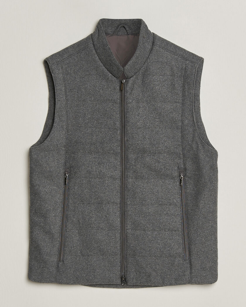 Stenströms Wool Alcantara Detail Light Padded Vest Grey – Grå