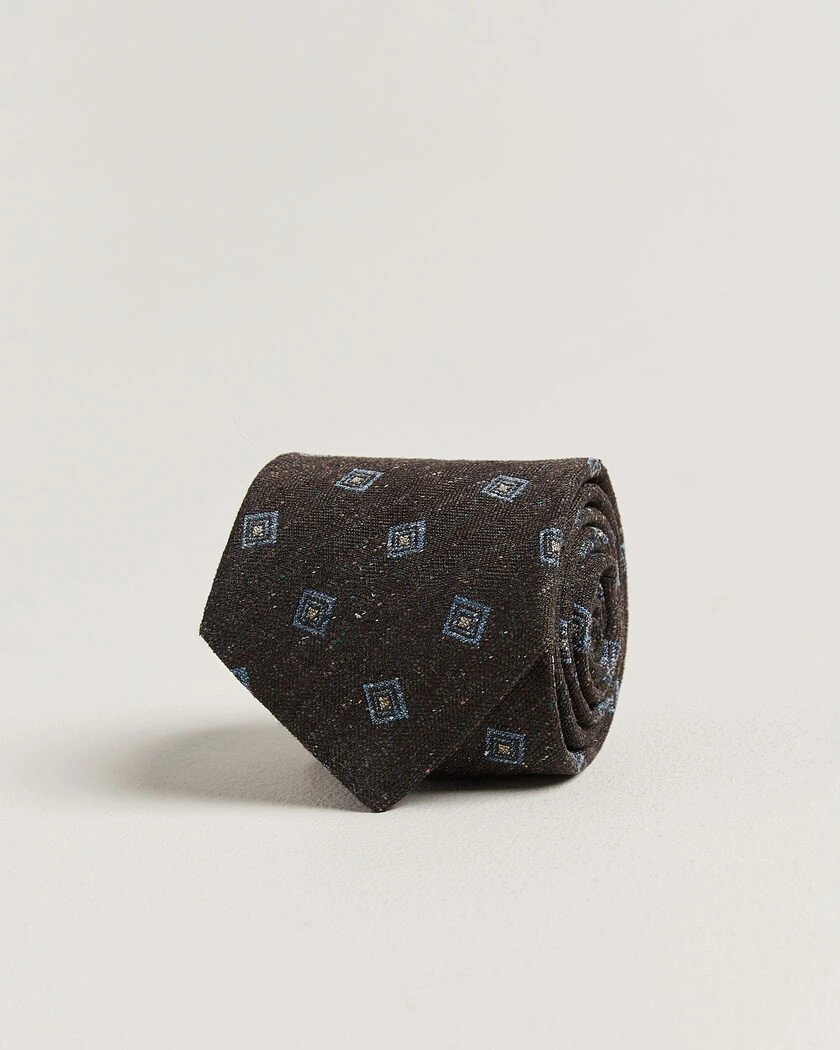 Stenströms Woven Herringbone Silk Tie 7,5cm Dark Brown – Brun